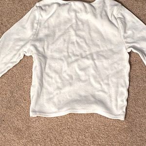 White Cropped Long Sleeve Tee.